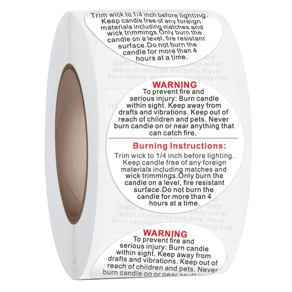 Candle Warning Label - 500 قطعة من ملصقات تحذير الشموع