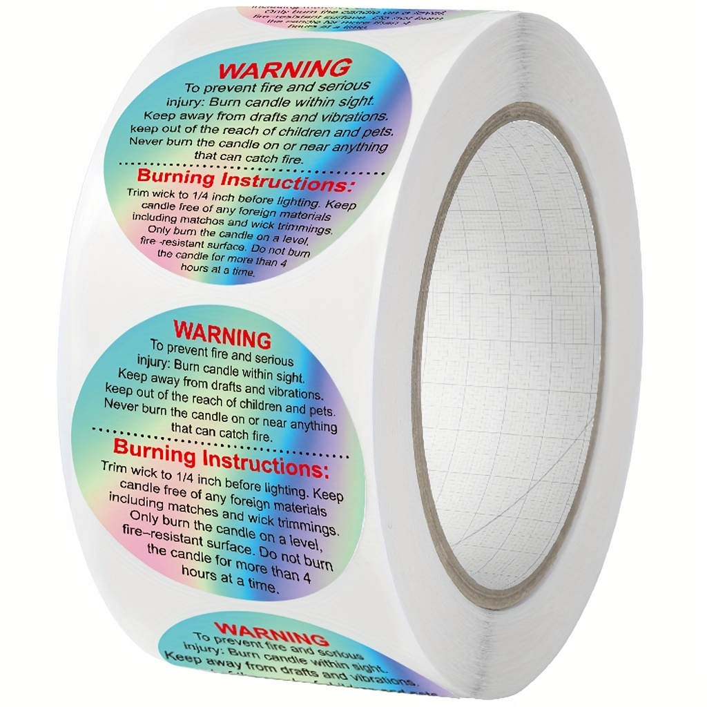 Candle Warning Label - 500 قطعة ملصقات تحذير تذوب الشمع