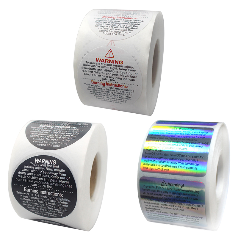 Candle Warning Label - 500 قطعة من ملصقات تحذير الشموع
