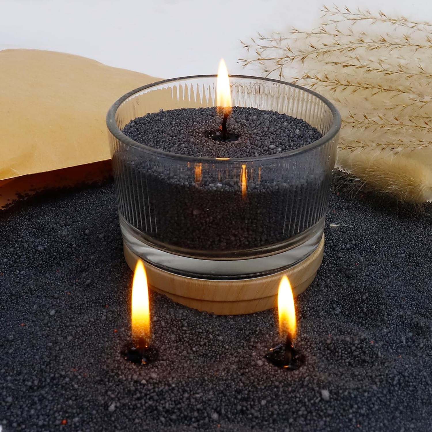 Candle Making Reno - رمل شمع أسود مع فتيل، 200