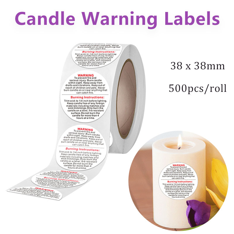 500/1000 قطعة ملصقات تحذير الش - مراجعة Candle Warning Label وسعره